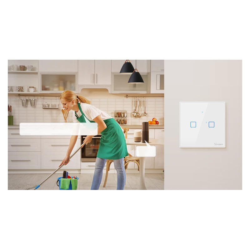 Touch Light Switch WiFi mygtuko jungiklis baltas T0EU1C-TX