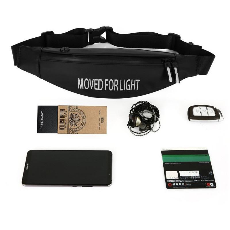 Neperšlampamas bėgimo diržo juosmens krepšys telefono dėklui, atspindintis juodos spalvos