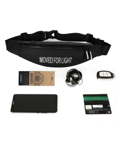 Neperšlampamas bėgimo diržo juosmens krepšys telefono dėklui, atspindintis juodos spalvos