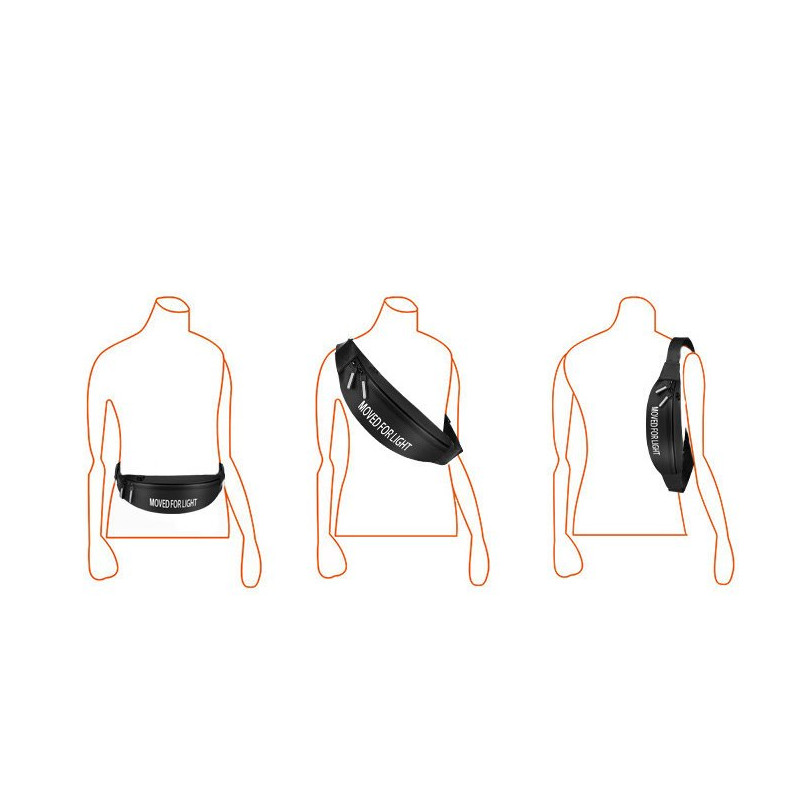 Neperšlampamas bėgimo diržo juosmens krepšys telefono dėklui, atspindintis juodos spalvos