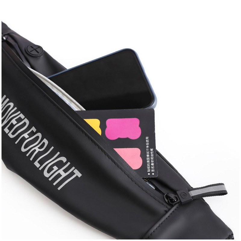 Neperšlampamas bėgimo diržo juosmens krepšys telefono dėklui, atspindintis juodos spalvos