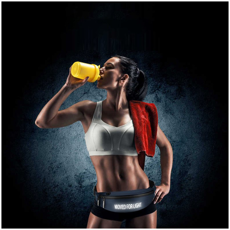 Neperšlampamas bėgimo diržo juosmens krepšys telefono dėklui, atspindintis juodos spalvos