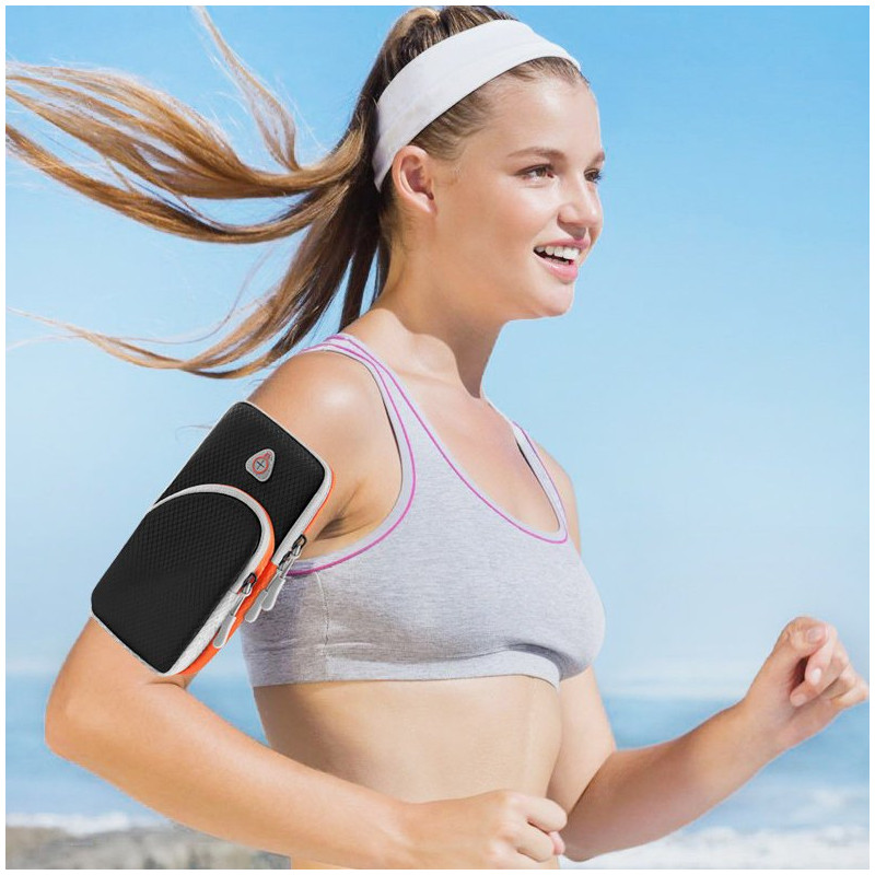 Rankovė bėgimui sportinio telefono dėklas oranžinis