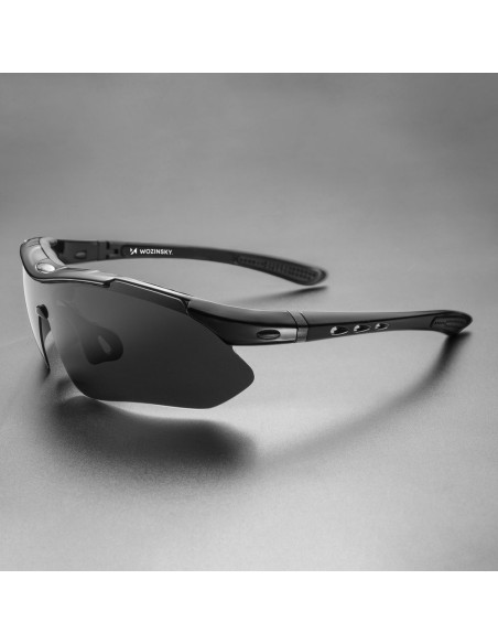 Poliarizuoti dviratininkų akiniai nuo saulės su lęšių rinkiniu + juodas receptinis dangtelis