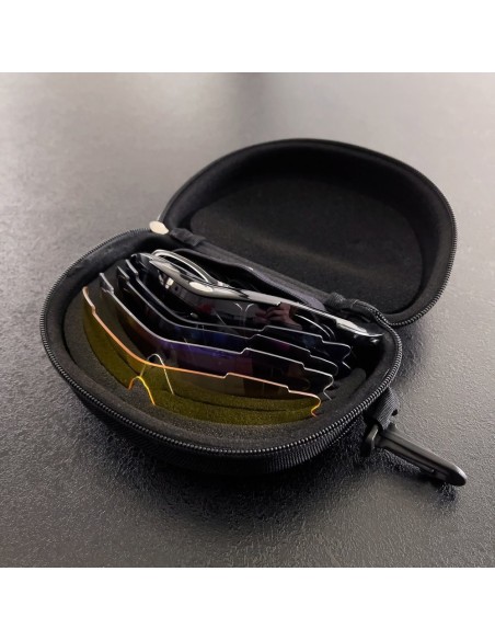 Poliarizuoti dviratininkų akiniai nuo saulės su lęšių rinkiniu + juodas receptinis dangtelis