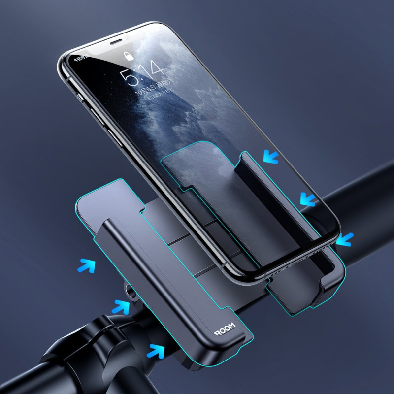 Motociklo vairo telefono laikiklis juodas