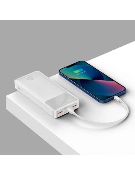 Bipow greito įkrovimo maitinimo blokas 20000mAh USB-A microUSB laidas 0,25m baltas