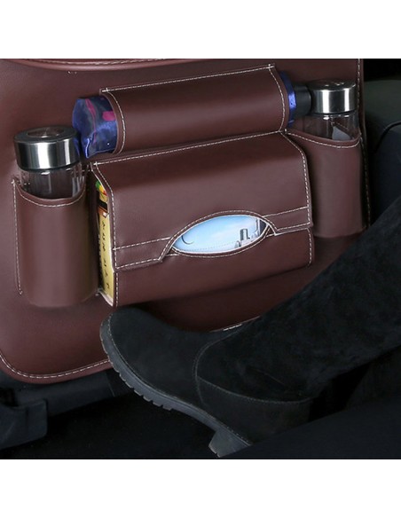 Automobilinis tvarkyklė foteliui, sėdynė + lentyna, automobilinis staliukas, rudas Automobilinis tvarkyklė foteliui, sėdynė + lentyna, automobilinis staliukas, rudas