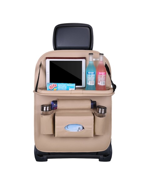 Automobilinis laikiklis fotelio sėdynei + lentyna automobilinis staliukas smėlio spalvos