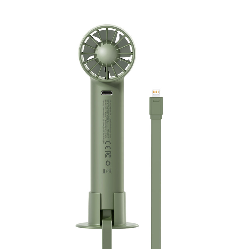 Mini ventiliatorius + maitinimo blokas 4000 mAh su įmontuotu Lightning green laidu