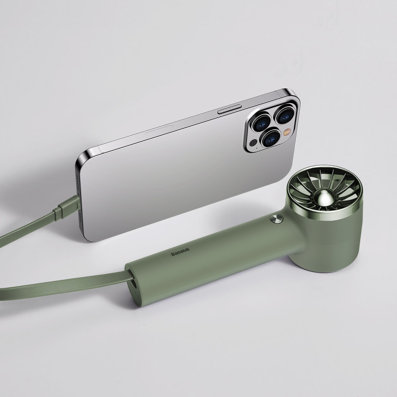 Mini ventiliatorius + maitinimo blokas 4000 mAh su įmontuotu Lightning green laidu