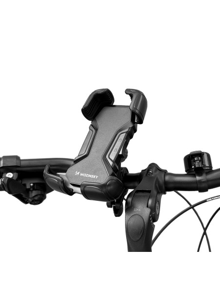 Tvirtas telefono laikiklis dviračio, motorolerio, motociklo vairui, juodas