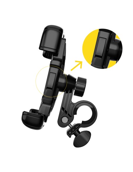 Tvirtas telefono laikiklis dviračio, motorolerio, motociklo vairui, juodas