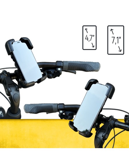 Tvirtas telefono laikiklis dviračio, motorolerio, motociklo vairui, juodas