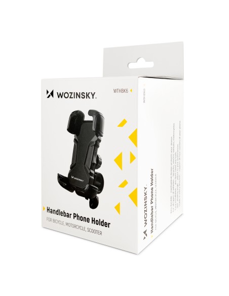 Tvirtas telefono laikiklis dviračio, motorolerio, motociklo vairui, juodas