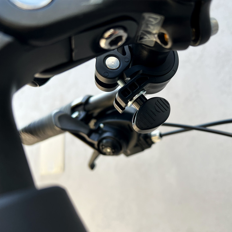 Tvirtas telefono laikiklis dviračio, motorolerio, motociklo vairui, juodas