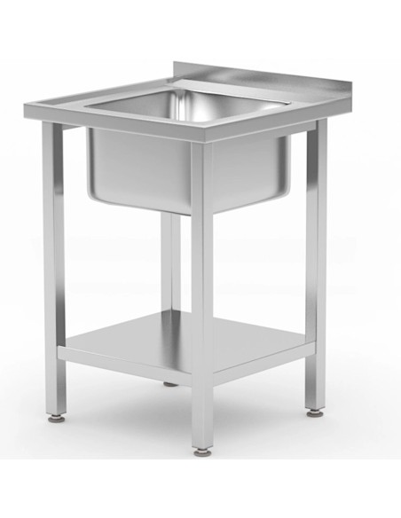 Vieno skyriaus kriauklė su lentyna Budget Line STAL 600 x 600 x 850 cm - Hendi 816806 Vieno skyriaus kriauklė su lentyna Budget Line STAL 600 x 600 x 850 cm - Hendi 816806