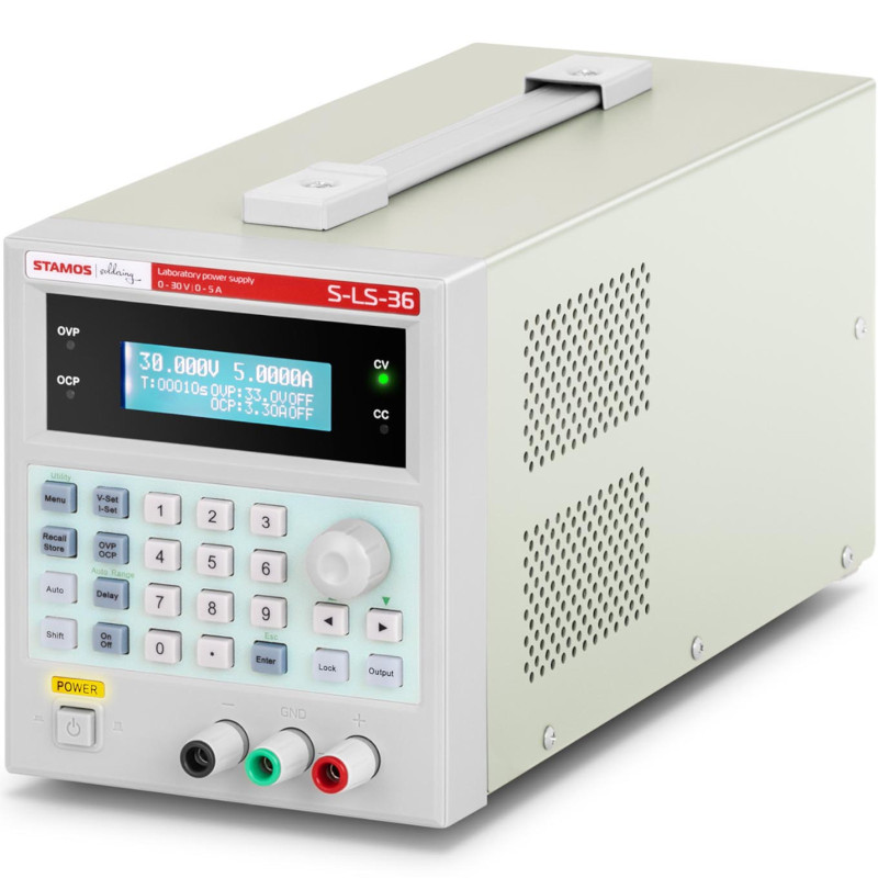 Laboratorinis maitinimo šaltinis su atminties funkcija 0-30 V 0-5 A DC 150 W LED USB