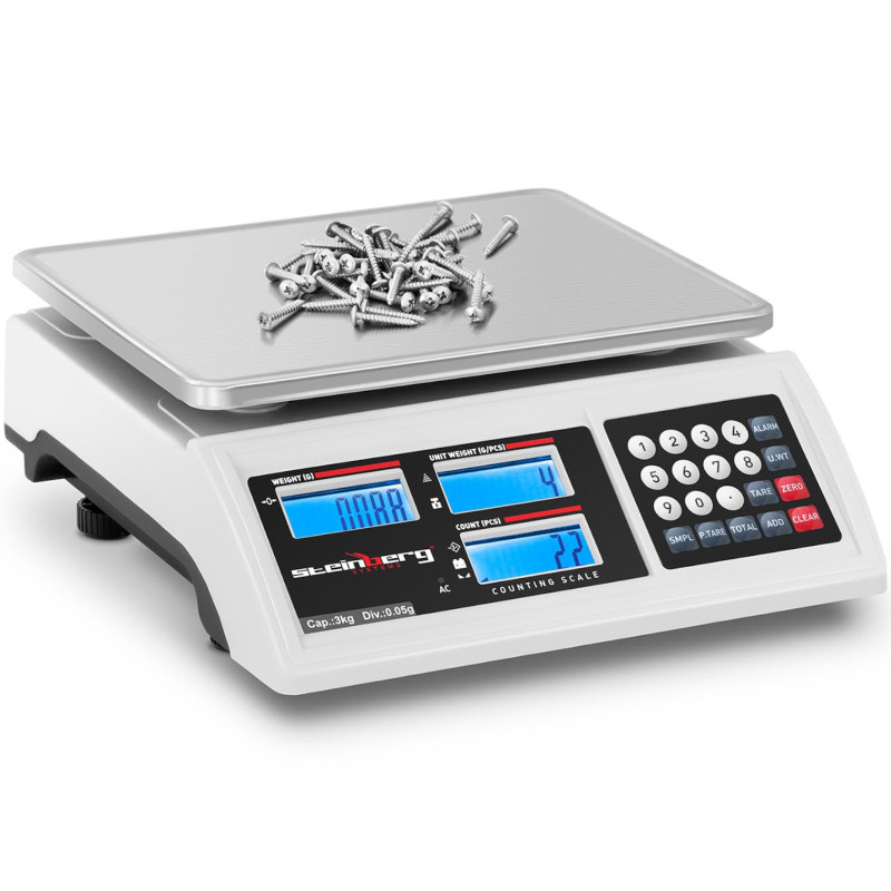Komercinis svarstyklių skaičiavimas LCD RS232 3000 g / 0,05 g