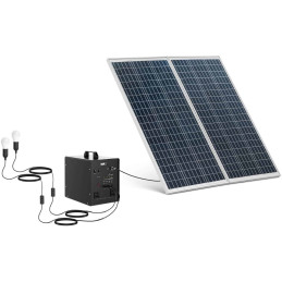 Saulės rinkinys fotovoltinės plokštės inverteris 2 LED lempos 1000 W 5/12/230 V