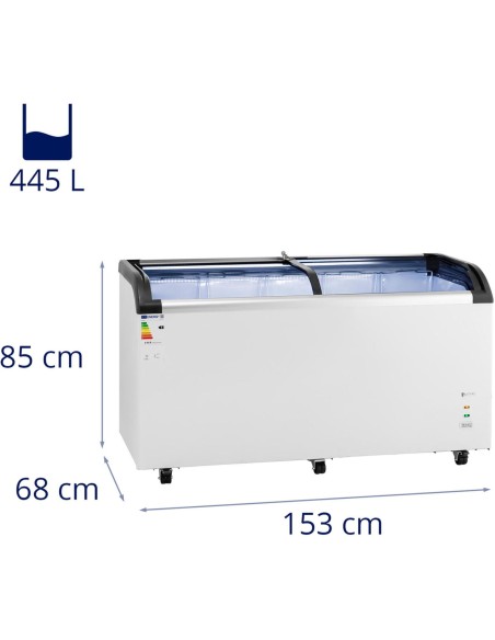 Glazūruotas šaldiklis šaldytiems ledams 445 l 248 W