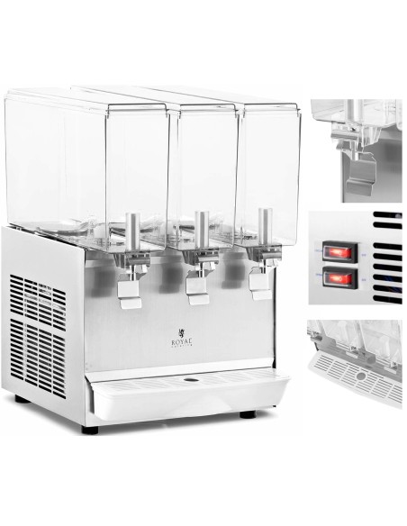 Dozatorius aušinamas sulčių gėrimų dozatorius trigubas 3 x 10 l 320 W Dozatorius aušinamas sulčių gėrimų dozatorius trigubas 3 x 10 l 320 W