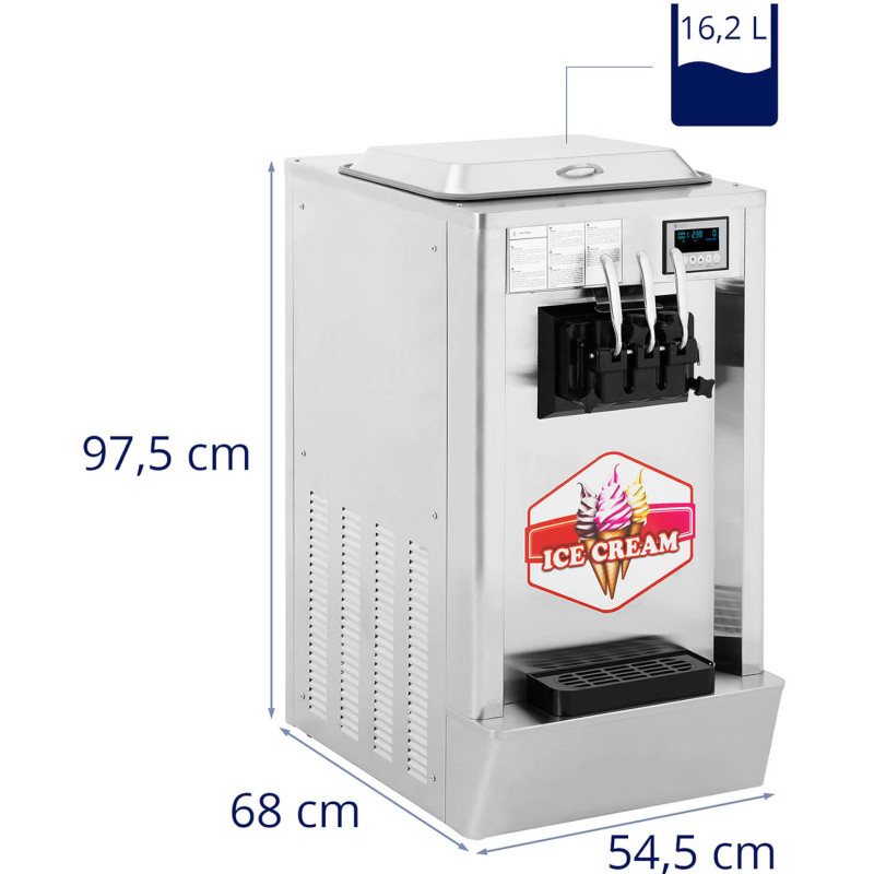 Minkštų ledų aparatas 1550 W 23 l/h - 3 skoniai