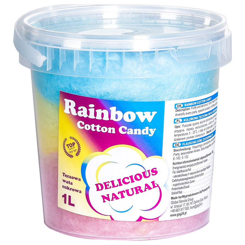 Spalvinga vaivorykštinė cukraus vata Rainbow Cotton Candy 1L Spalvinga vaivorykštinė cukraus vata Rainbow Cotton Candy 1L