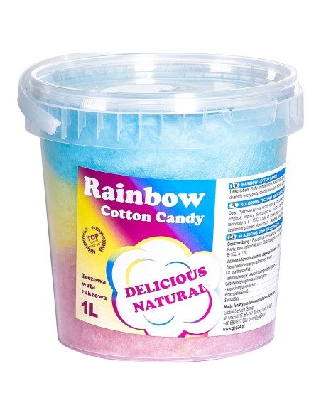 Spalvinga vaivorykštinė cukraus vata Rainbow Cotton Candy 1L Spalvinga vaivorykštinė cukraus vata Rainbow Cotton Candy 1L