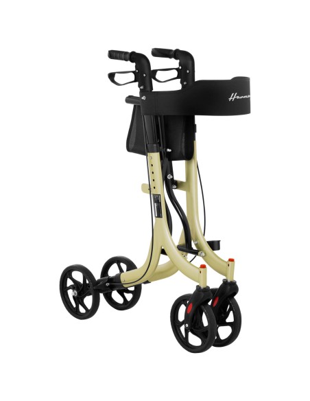 Walker vaikštynės atrama senjorams su sėdyne ir pirkinių krepšiu iki 136kg - auksinis