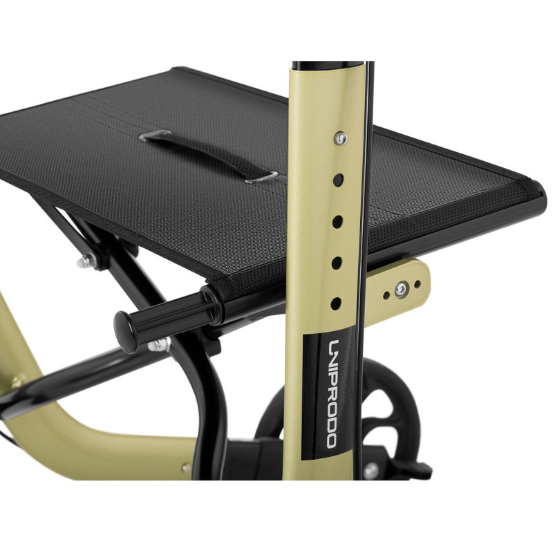 Walker vaikštynės atrama senjorams su sėdyne ir pirkinių krepšiu iki 136kg - auksinis