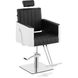 Kosmetinė kirpyklos kėdė su kėdute, aukštis 47-63 cm, juoda ir balta