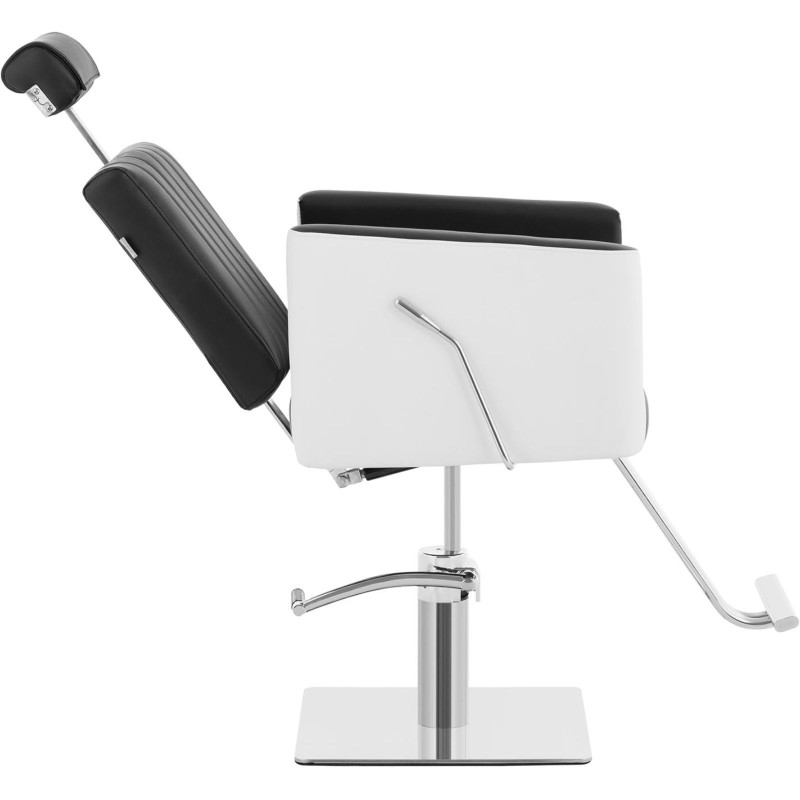 Kosmetinė kirpyklos kėdė su kėdute, aukštis 47-63 cm, juoda ir balta