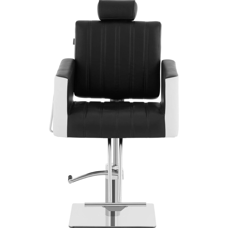 Kosmetinė kirpyklos kėdė su kėdute, aukštis 47-63 cm, juoda ir balta