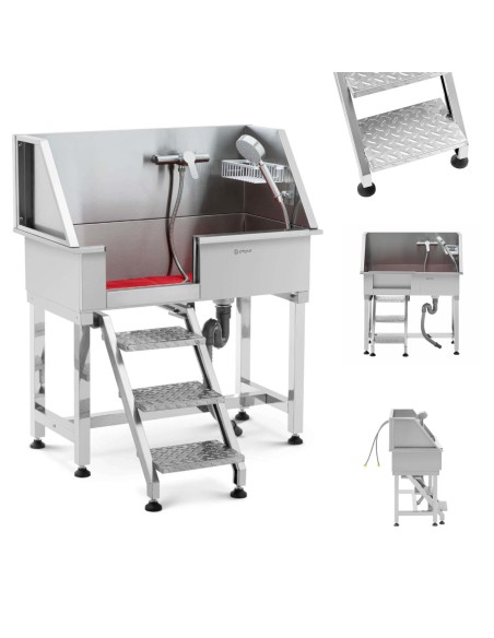 Vonia šunims ir gyvūnams prausti su laiptais 90 x 90 x 106 cm Vonia šunims ir gyvūnams prausti su laiptais 90 x 90 x 106 cm