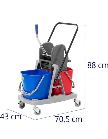 Vežimėlis grindims valyti, 2 kibirai, 2 x 17 l spaustukas Vežimėlis grindims valyti, 2 kibirai, 2 x 17 l spaustukas