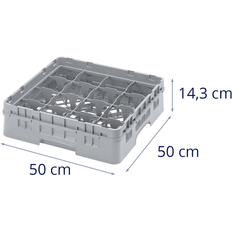 Pramoninis indaplovės krepšelis stiklinėms Camrack 16 laukų 50 x 50 x 14,3 cm