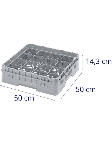 Pramoninis indaplovės krepšelis stiklinėms Camrack 16 laukų 50 x 50 x 14,3 cm