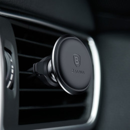 Magnetinis automobilinio telefono laikiklis ventiliacijos grotelėms su laikikliu 2 laidams juodos spalvos