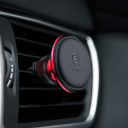 Magnetinis automobilinio telefono laikiklis ventiliacijos grotelėms su laikikliu 2 laidams raudonas