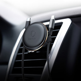 Magnetinis automobilinio telefono laikiklis ventiliacijos grotelėms su laikikliu 2 laidams raudonas