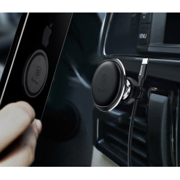 Magnetinis automobilinio telefono laikiklis ventiliacijos grotelėms su laikikliu 2 laidams raudonas