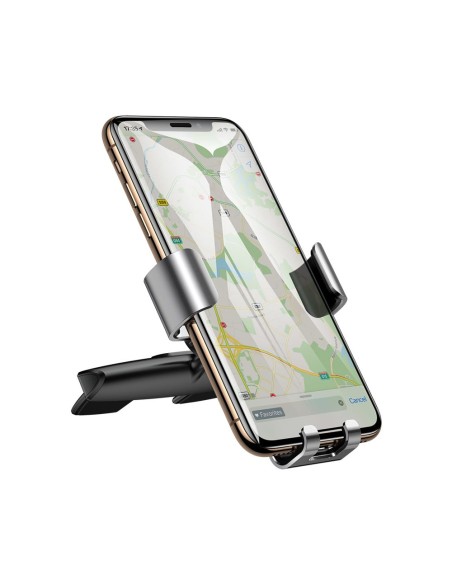 Metalinis automobilio gravitacijos laikiklis CD lizdui sidabrinis