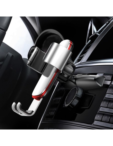 Metalinis automobilio gravitacijos laikiklis CD lizdui sidabrinis