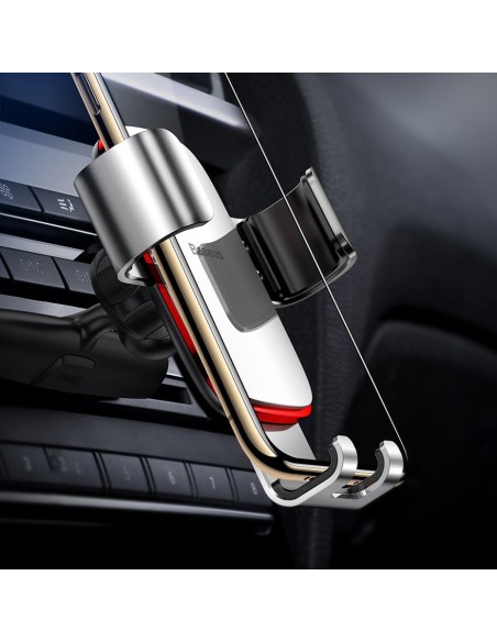 Metalinis automobilio gravitacijos laikiklis CD lizdui sidabrinis