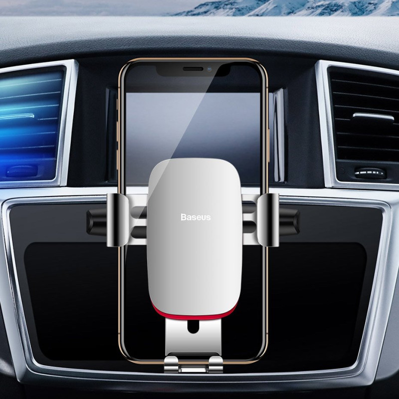 Metalinis automobilio gravitacijos laikiklis CD lizdui sidabrinis