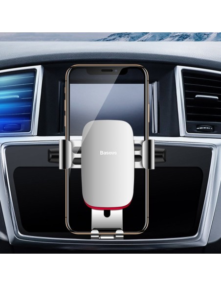 Metalinis automobilio gravitacijos laikiklis CD lizdui sidabrinis