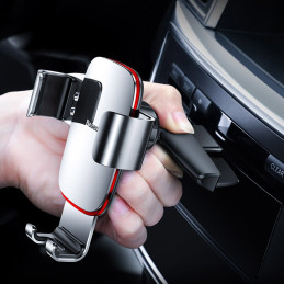 Metalinis automobilio gravitacijos laikiklis CD lizdui sidabrinis