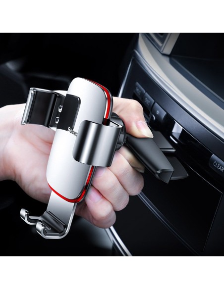 Metalinis automobilio gravitacijos laikiklis CD lizdui sidabrinis