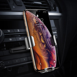 Metalinis automobilio gravitacijos laikiklis CD lizdui sidabrinis